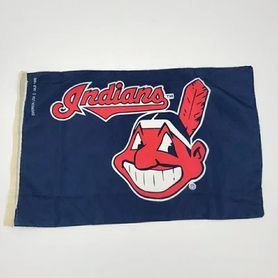 1995 Cleveland Indians Banner Flag Chief Wahoo Logo Vintage Baseball Emerson MLB - Image 1 of 4