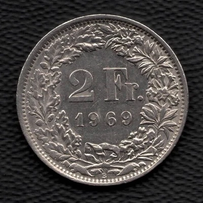 1969-B Switzerland figure of Helvetia 2 Francs Copper-nickel Coin - Image 1 of 2