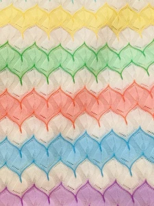 Intricate Knitted Design Stylish Chevron Pastels VTG Polyester Fabric 56" x 63" - Picture 1 of 7