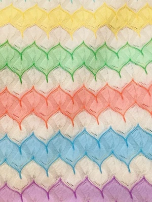 Intricate Knitted Design Stylish Chevron Pastels VTG Polyester Fabric 56" x 63" - Image 1 of 4