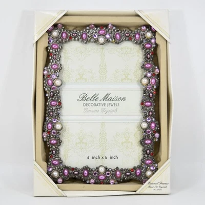 Belle Maison Decorative Jewels Genuine Crystals Photo Picture Frame 4x6 NOS Pink - Image 1 of 4