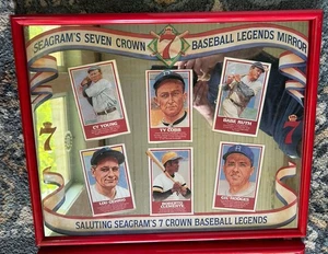 Seagram's 7 Crown Baseball Legends Mirror Young~Cobb~Ruth~Gehrig~Clemente~Hodges - Imagen 1 de 4
