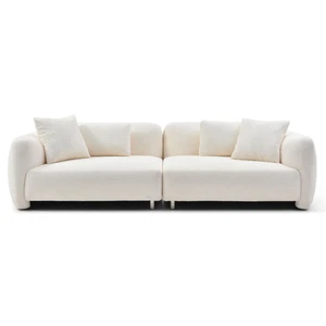 110.23'' Oversized Sofa Comfy Teddy Bouclé Couch with 4 Pillows Premium 3-Seater - Picture 1 of 6