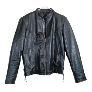 Chaqueta Bomber de Cuero Jamin para Mujer XL Negra Motociclista Y2K Bolsillos con Cremallera Acolchada - Imagen 1 de 6