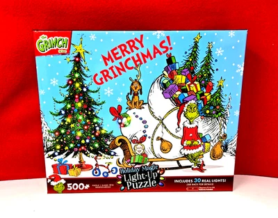 Dr. Seuss Grinch Holiday Magic Light-Up Puzzle 500 Pieces 30 Real Lights New! - Image 1 of 2