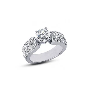 4.45 Carat H-SI2 Round Cut Earth Mined Certified Diamonds 14k Gold Accent Ring - Picture 1 of 3