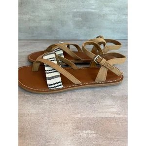 Sandalias para mujer TOMS tejidas con tiras hebilla al tobillo tanga marrón beige talla W8 - Imagen 1 de 8
