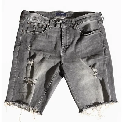 Pantalones Cortos Aeropostale Gris Denim Lavado Ácido Envejecidos - Imagen 1 de 4