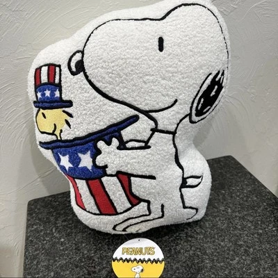 Peanuts Snoopy and Woodstock Patriotic 4th of July Sherpa Pillow July 4th NEW - Image 1 of 4