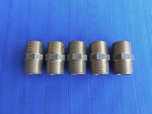 AV086- 5 Stück Messing- Doppel- Nippel a/a 3/8" x 3/8"           - Bild 1 von 1