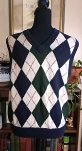 Saddlebred Multicolor Argyle Sleeveless Sweater Vest, Men's Medium - Picture 1 of 7