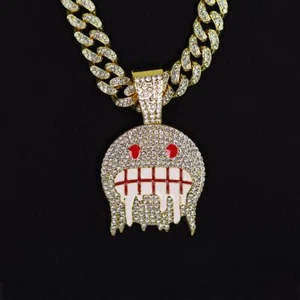 Collana Catena Metallo Fantasma Freddo Multicolore Moderna Cristallo Pietra Link Inciso - Foto 1 di 32