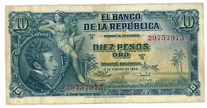 Colombia … P-400b … 10 Pesos … 1958 … *VF-XF*😁 - Picture 1 of 2