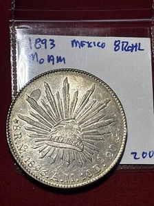 Mexico - 1893 MoAM Large Silver 8 Reales Very Nice - Picture 1 of 15