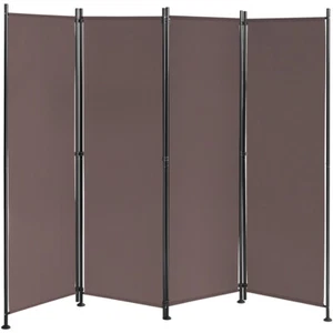 4-Panel Room Divider Folding Privacy Screen w/Steel Frame Decoration Brown - Picture 1 of 12