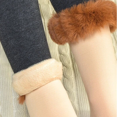 1 Pair Women Thermal Brushed Socks Faux Fur Top Warm Winter Boot Socks Bed Sleep - Image 1 of 4