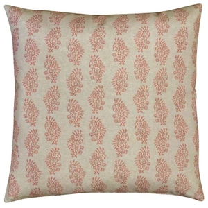 Hidcote Extra-Large Linen-Blend Cushion Cover. Rose Pink Vintage Florals. 23x23" - Picture 1 of 3