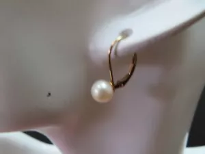 Massiccio 14k Y. Orecchini di perle con retro a leva oro 1,51 grammi - Foto 1 di 8