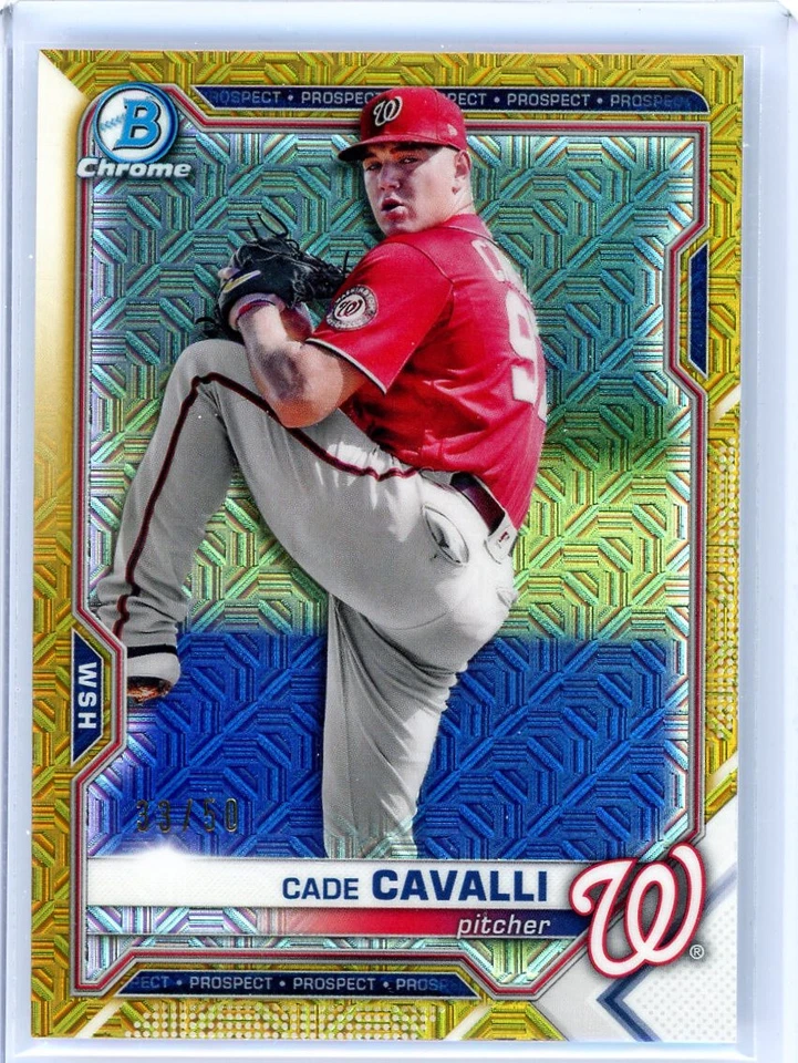 * CADE CAVALLI * 2021 BOWMAN CHROME MEGA MOJO GOLD REFRACTOR RC # 50 - Image 1 of 1