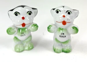 Raro coctelera verde vintage Bonzo perro sal pimienta Japón cerámica antropomórfica - Imagen 1 de 8
