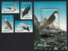 Tajikistan Birds of Prey 4v+MS 2001 ** MNH SG#161-MS165 CV£13.95