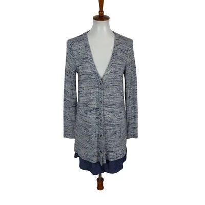 Cárdigan Dolan XS Azul Botón Frontal Tejido Suave Minimalista Acogedora Pieza de Capas Foto 1 de 4