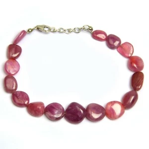 Rare Ruby Bracelet 8 Inch 6x10-13x13 MM Beads 925 Silver Adjustable Lock Gifted - Picture 1 of 3