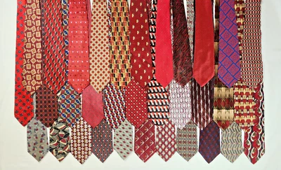 批量 33 件 设计师丝绸领带 - 红色混合 - 抽象 - — 第 1/4 张图片