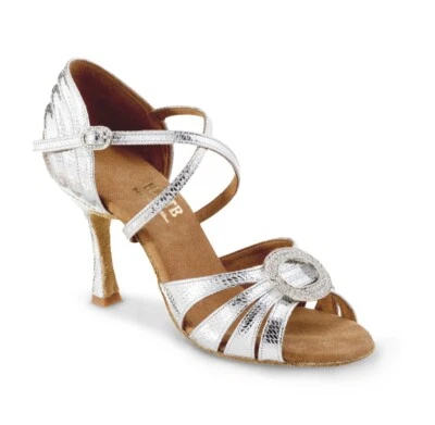 Rummos Tanzschuhe Hochzeit Elite Amor Silber Leder  Kristalle 38 Absatz 7cm Neu - Bild 1 von 4