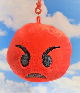 Red Devil Angry Face Emoji 4.5" Plush Keychain Emoticon Accessory Key Chain - Picture 1 of 5