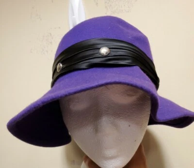 Arlin Vintage WOOL  Band Inside Purple  with Faux Leather Studded Hat - Image 1 of 4