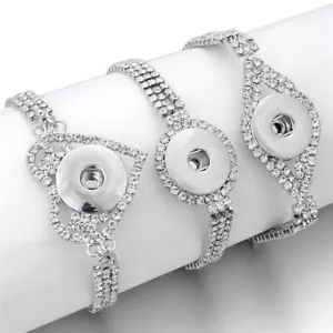 Bracciale a scatto adatto 18 mm bottone metallo sterling donna gioielli zenzero braccialetto charm - Foto 1 di 36