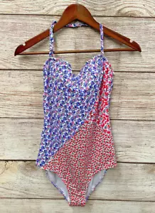 Jessica Simpson Swim Womens Size Large Floral Halter One Piece Swimsuit New $98 - Picture 1 of 4