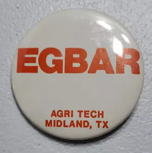Pinback vintage GBAR Agri Tech Midland, botón Tx - Imagen 1 de 2