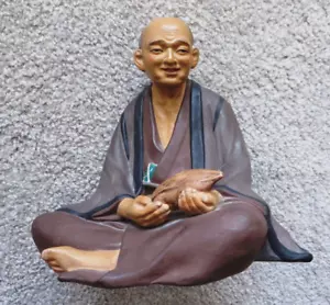 Statuina bambola Hakata Urasaki vintage giapponese in ceramica argilla, vecchio - Foto 1 di 11