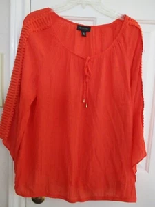AB STUDIO ORANGE RAYON BLEND 3/4 SLEEVE CASUAL TOP SIZE EXTRA LARGE - Picture 1 of 8