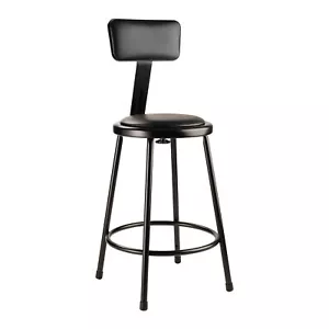 National Public Seating 24-In Heavy Duty Padded Stool with Backrest Black - Picture 1 of 7