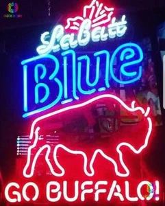 Labatt Blue Buffalo Bills Go Buffalo Real Glass Neon Sign Home Decor Beer Light - Bild 1 von 4