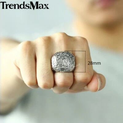 Anillo de caballero de acero inoxidable 316L corona cruz plata 8-13 para hombre niño sello regalo Foto 1 de 4