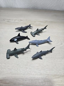 Collection of 6 Sea Animal Figures Whales, Sharks, Hammer Head Killer Whale - Picture 1 of 6