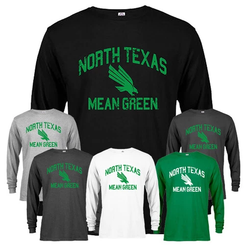 University North Texas UNT Mean Green Distressed Retro Logo Long Sleeve T-Shirt Cover