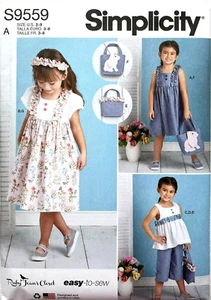 Simplicity S9559/R11464  Children's Dress, Top, Pants, Purses/More Sizes:  3 - 8 - Picture 1 of 2