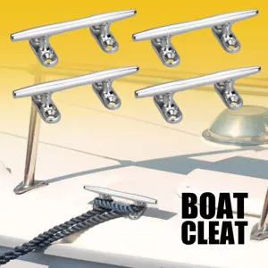 4x 4" 316 Stainless Steel Open Base Boat Dock Deck Rope Cleat Marine Hardware Y - Picture 1 of 17