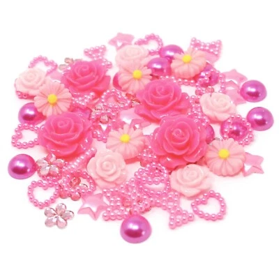 80 Mezclas Rosa Shabby Chic Resina Planos Artesanales para Hacer Tarjetas Foto 1 de 4