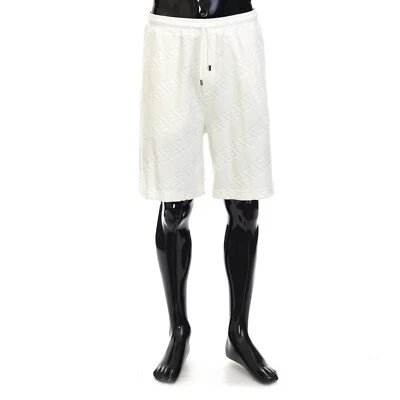 Брюки-бермуды FENDI 1050$ с диагональным 3D-эффектом мотив FF - белая шениль - Изображение 1 из 4