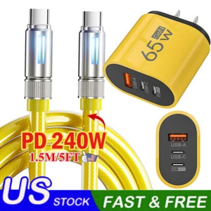 240W Fast Charging USB Type C Wall Charger For iPhone 16 Pro Max 16e 15 14 13 12 - Picture 1 of 23