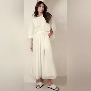Banana Republic Eliana Silk CottonQuiet Luxury Old Money Blouson Maxi Dress - Picture 1 of 7