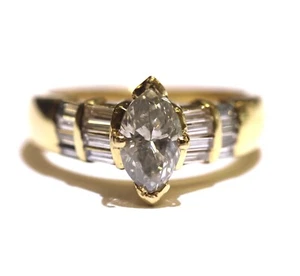 GIA 18K Yellow gold 1.24ct Marquise fancy diamond engagement ring 8.1g estate - Picture 1 of 11