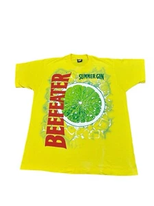 Vintage Single Stitch Beefeater The Summer Gin T-Shirt gelb Größe XL Grafik Tee - Bild 1 von 12