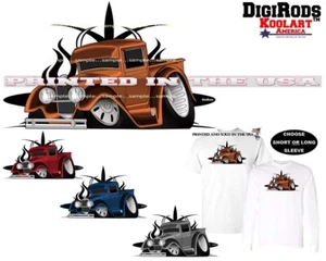 Hot Rod Cool Show Car #2 Pinstripe Model DigiRods / Koolart Cartoon Car T Shirt - Imagen 1 de 7